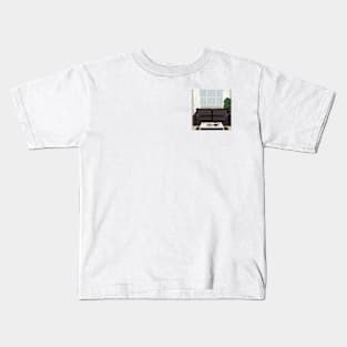 Living room in a snowy day Kids T-Shirt